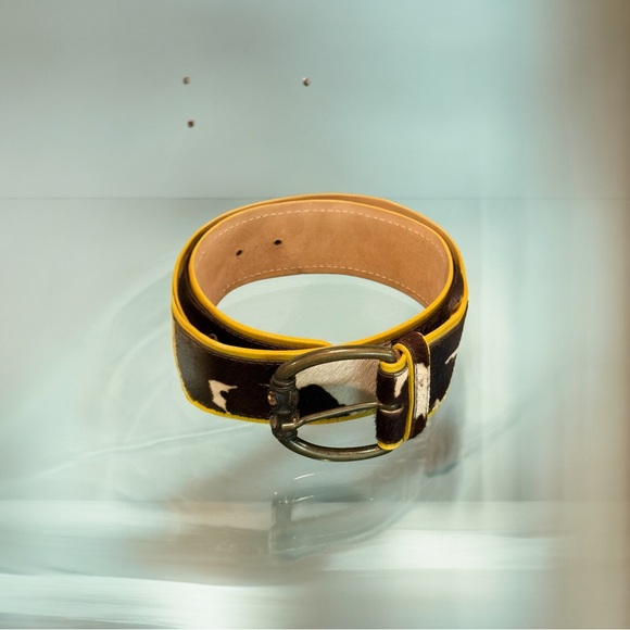 Streets Ahead Accessories - Vintage leather and hair on hide Streets Ahead brass buckle / jewels EUC